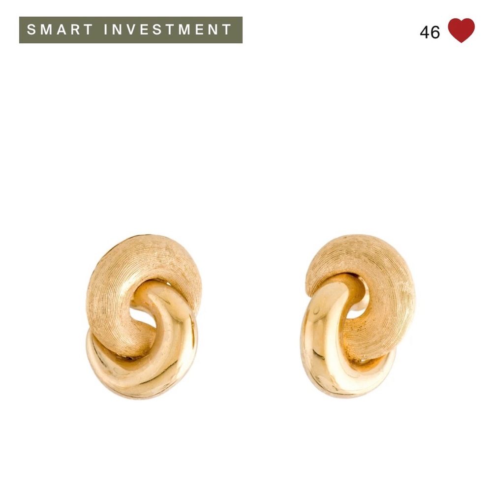 Vintage Christian Dior 14K Gold Plated Knot Earrings